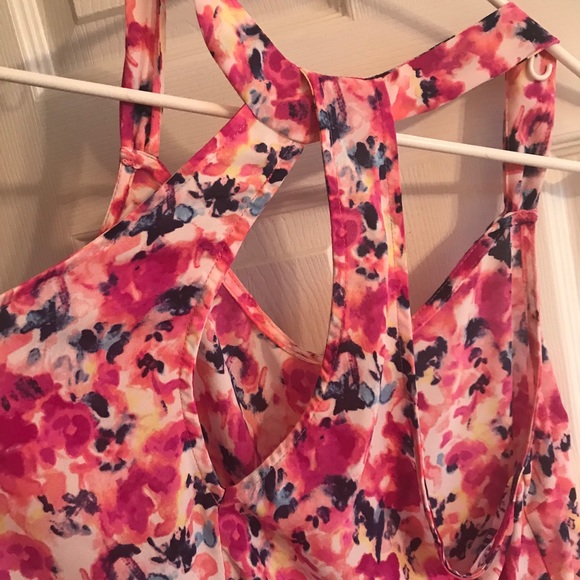 Colorful Floral Sleeveless Racerback Blouse - Picture 3 of 5